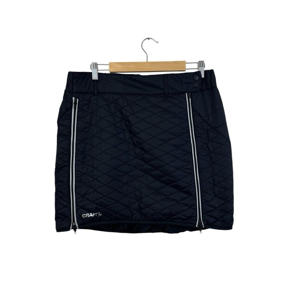 Craft Sportswear Large Puffer Skirt Quilted Mini A-Line Black Womens
